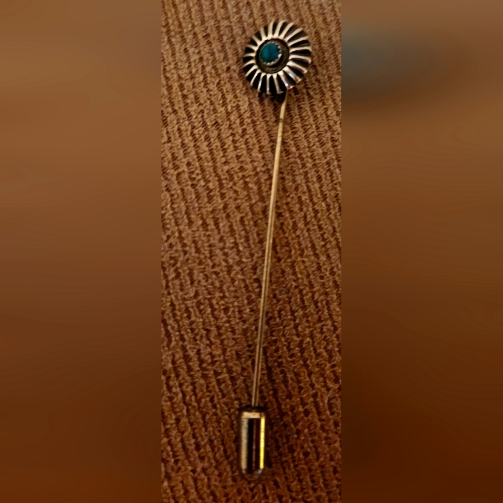 Vintage  Sterling  and turquoise stick/hat pin